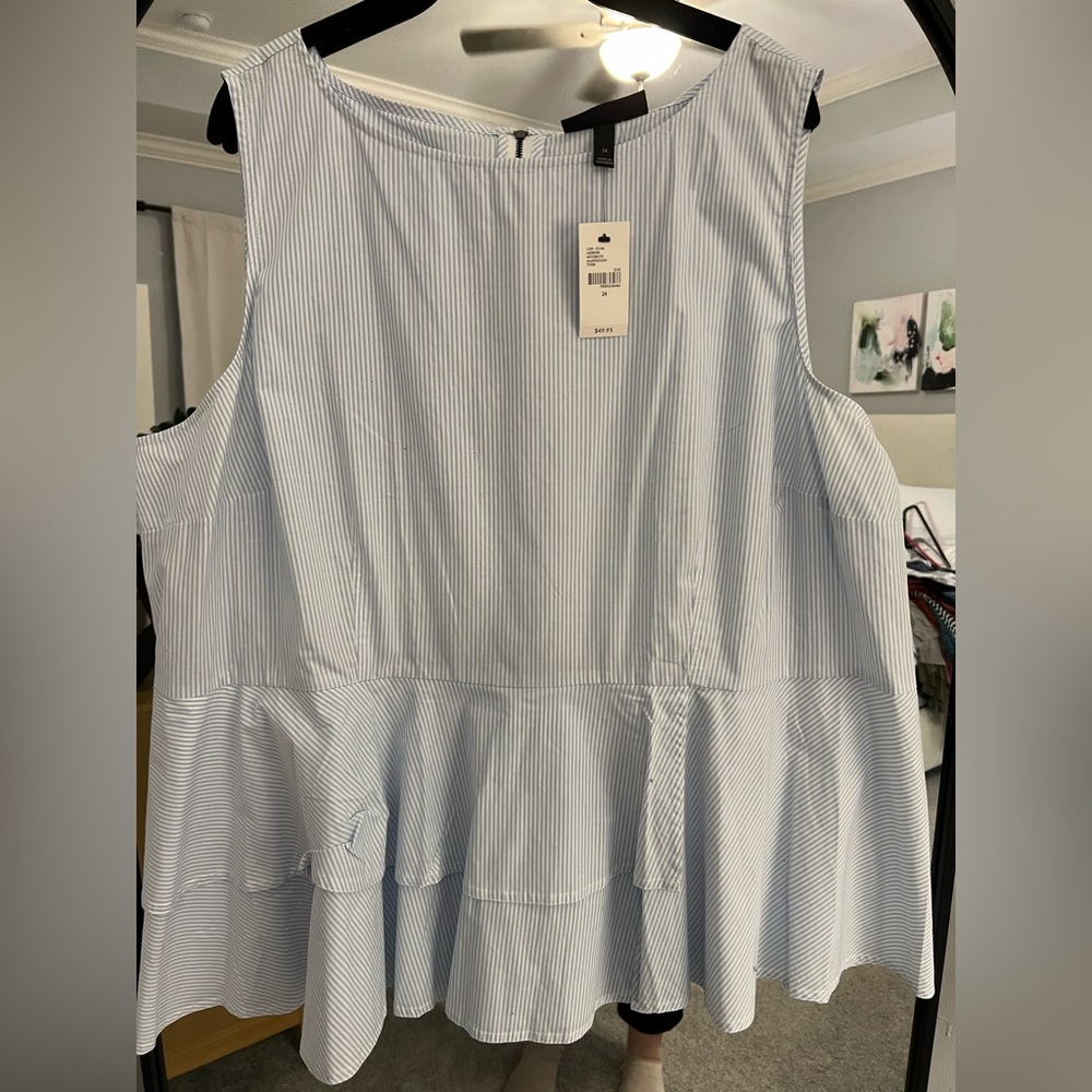 NWT Lane Bryant striped sleeveless top with functional zipper back